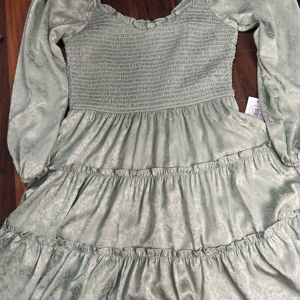B. Darlin Ruffle Mini Dress Junior's Size 3 / 4 Sage green Floral Print NWT